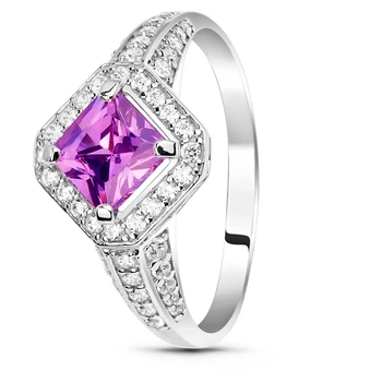 Серебряное кольцо с фиолетовым фианитом Сальвадор ПДК70ЦАМ 15.5р.