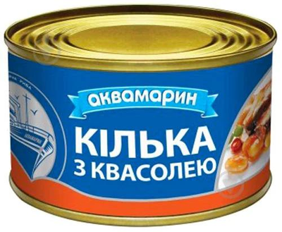 Рибна консерва Кілька в томатному соусі з квасолею Аквамарин 230 г х 36 шт