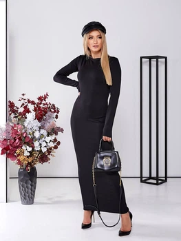 Жіноча тепла довга сукня в рубчик Uaclothes 42-44 Чорний (like25970-61721349)
