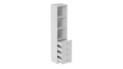 Пенал Анжело Ferrum-decor на 3 полки с 4 шухлядами 1900x400x380 ДСП Белый 16 мм (ANG1028)