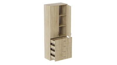 Шкаф Анжело Ferrum-decor на 3 полок с 2 дверями и 4 ящика 1900x700x380 ДСП Дуб Сонома 16 мм (ANG2066)
