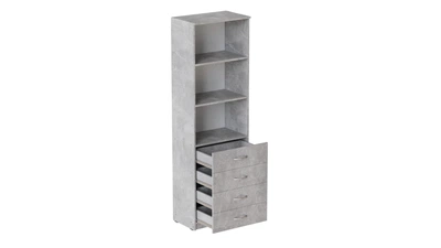 Шкаф Анжело Ferrum-decor на 3 полки с 4 ящика 1900x600x380 ДСП Бетон 16 мм (ANG2020)