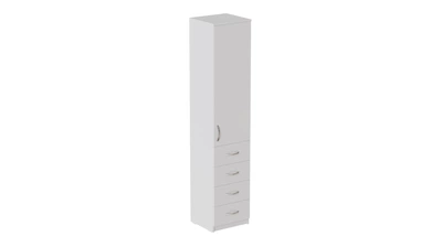 Пенал Анжело Ferrum-decor на 3 полки с дверью и 4 ящиками 1900x400x380 ДСП Белый 16 мм (ANG1035)