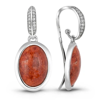 Серебряные серьги с кораллом Фивы ФС186К