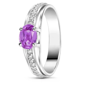 Серебряное кольцо с аметистом Связь ПДК81АМ 18.5р.