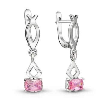 Серебряные серьги с розовыми фианитами ФС198ЦР