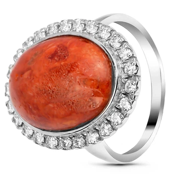 Серебряное кольцо с кораллом Императрица ПДК117К 21р.
