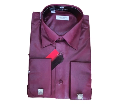 Рубашка Fortunato Пряма Довгий рукав Бордо S(38) під запонку 80231