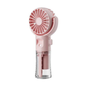 Вентилятор ручной аккумуляторный Mini Spray Fan F4 с распылителем воды Розовый