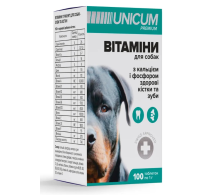 Вітаміни Unicum Premium з кальцієм та фосфором здорові зуби та кістки для собак,100 таб UN-014