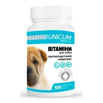 Вітаміни Unicum Premium протиалергічний комплекс для собак, 100 таб UN-037