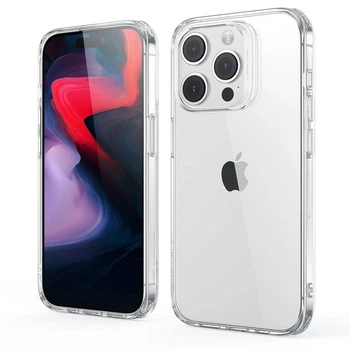 Силиконовый противоударный чехол панель на Iphone 15 Pro Max прозрачный (X050909)