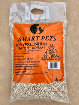 Кукурудзяний наповнювач для тварин Smart Pets 6кг без запаху
