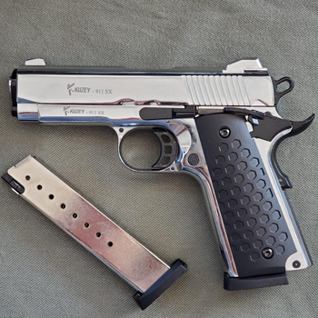 Стартовый пистолет Kuzey 911-SX укороченный хромированный (модель Colt 1911)