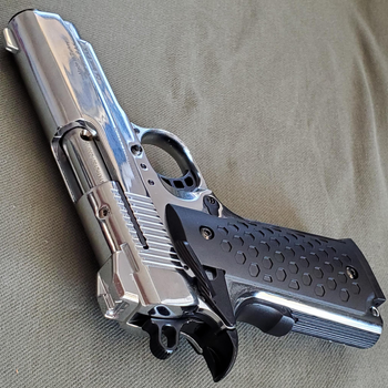 Стартовый пистолет Kuzey 911-SX укороченный хромированный (модель Colt 1911)