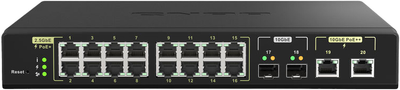 Комутатор QNAP Switch 1U 16x 2.5GbE (RJ45), 2x 10GbE SFP+, 2x 10GbE BASE-T (RJ45) Web Managed (QSW-M2116P-2T2S)