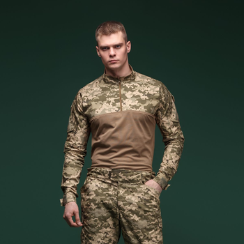 Тактична сорочка Core Ukrarmor Combat Shirt, довгий рукав, комбіновані матеріали. Піксель (мм-14) XXL