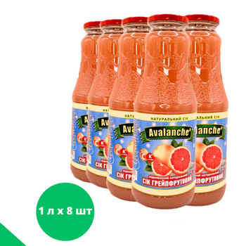 Сік грейпфрутовий (упаковка 8 шт) відновлений натуральний Avalanche 1 л (J-A-grapefruit-1L-pack8)