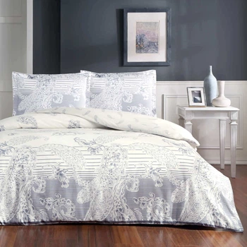 Двуспальный Евро комплект TAC Paisley Indigo Сатин 200х220 см наволочки 2 х 50х70 см