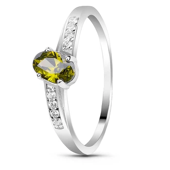 Срібна каблучка з фіанітом перідот Валенсія ПДК84ЦП 16.5р.