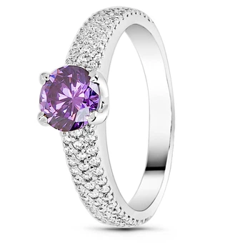 Серебряное кольцо с фиолетовым фианитом Солнце ПДК64ЦАМ 16р.