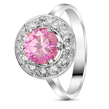 Серебряное кольцо с розовым фианитом Луна ПДК37ЦР 18р.