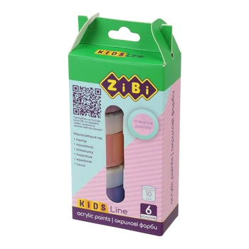 Фарба акрилова 6 кольорів х 10 мл PASTEL, ZB.6665