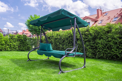 Качеля садова King Garden 3-местная Green + 2 подушки
