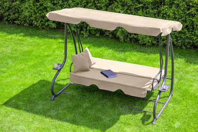 Гойдалка садова King Garden Plus 3-місна Beige + 2 подушки