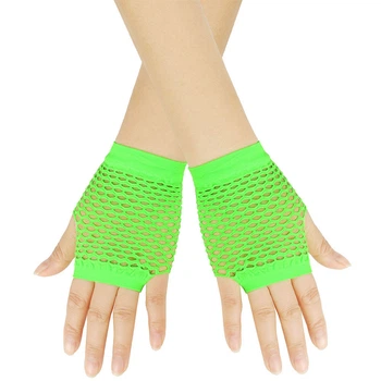 Митенки в сеточку короткие салатовый One Size