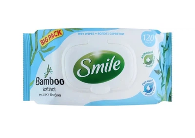 Упаковка влажных салфеток Smile с экстрактом бамбука с клапаном 120 шт. (4823071642650)