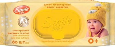 Вологі серветки Smile Baby Екстракт ромашки й алое 60 шт (4823071655049)