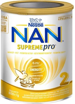 Суха суміш NAN 2 Supreme Pro з 6 олігосахаридами та подвійним пробіотиком для харчування дітей від 6 місяців 800 г (7613035943742)