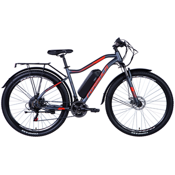 Велосипед з електроприводом 29" ST Formula eHEAVY DUTY AM DD рама-19" 36B 12.5 з кріпл. на раму 500Вт задн. сіро-червоний(матовий) з крилом St с багажн. 2024