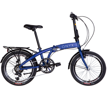 Складной Велосипед AL 20" Dorozhnik ONYX Vbr трещотка рама-12,5" синий (м) с багажником зад AI, с крылом St 2024