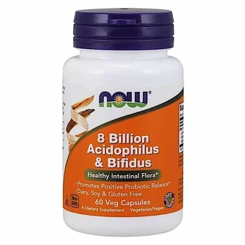 Пробиотики и пребиотики NOW 8 Billion Acidophilus & Bifidus, 60 вегакапсул