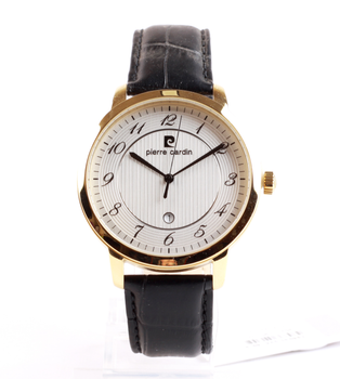 Pierre Cardin PC106311F04 - золотистые наручные часы с черным циферблатом.