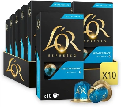 Набір кавових капсул Nespresso L'OR Espresso Decaffeinato 10 упаковок по 10 капсул
