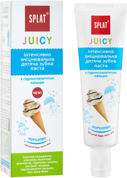Детская зубная паста защита от бактерий и кариеса Splat Junior Juicy Мороженое 35 мл (7640168930226)
