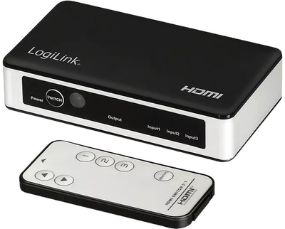 Комутатор LogiLink 3 x HDMI 4K 30 Гц з пультом дистанційного керування (4052792062410)