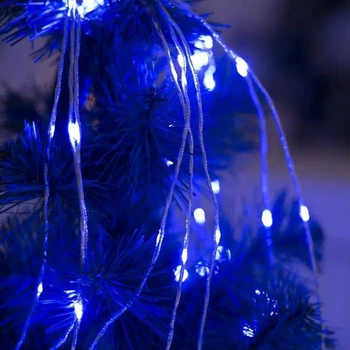 Гірлянда роса Кінський хвіст, 10 ниток по 2м, 200 LED, від мережі 220В, Синій