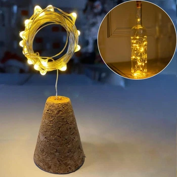 Гирлянда пробка Роса на батарейках, 2м, статический режим, 20 LED, Теплый белый