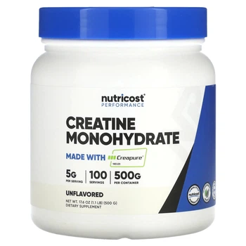 Креатин Nutricost, Performance, Creatine Monohydrate, Unflavored, 1.1 lb (500 g) (11964890)
