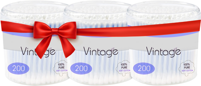 Набор ватных палочек Vintage 200 шт х 3 стакана (2000998941369)