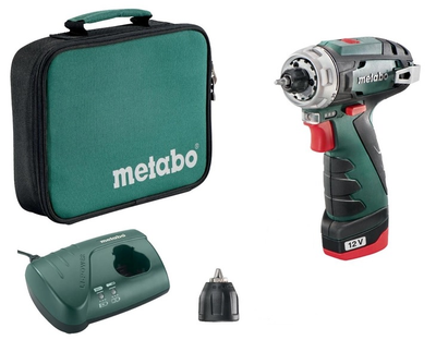 Профессиональная аккумуляторная дрель-шуруповерт Metabo PowerMaxx BS 12V 1x2 Ач Li-Power (600079500)