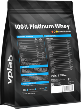 Протеїн VPLab 100% Platinum Whey 750 г Полуниця-Банан (5060255353981)