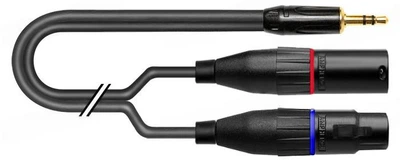 Аудиокабель переходной INSERT, Jack 3.5 stereo штекер > XLR3 штекер/XLR3 гнездо, (длина- 1 м), диаметр- 3.4x6.4 мм, цвет- черный длина- 1 м FIRST CABLE 1T-AIC01-01