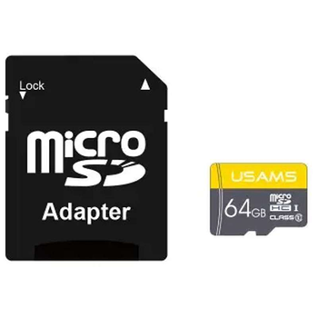 Карта памяти USAMS US-ZB119 TF High Speed Card 64 Gb + adapter (Yellow) (156287)