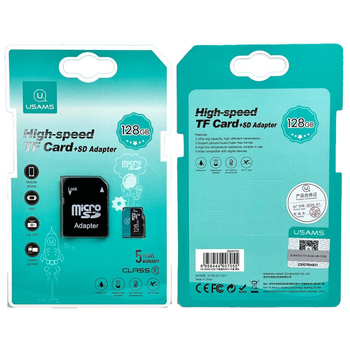 Карта памяти USAMS US-ZB269 TF High Speed Card 128 Gb + adapter (Green) (192510)