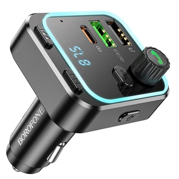 Автомобильное зарядное устройство FM модулятор Borofone BC53 Highway PD20W+QC3.0 (Black) (186137)